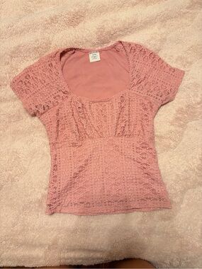 NoBo Dusty Pink Lace Scoop-Neck Blouse
